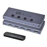 8K HDMI 2.1 Switch, HDMI 2.1 Switcher 4 in 1 Out Supports CEC 8K@60Hz, 4K@240Hz, 1080P@480Hz, HDCP 2.3 HDR 3D Dolby Atmos VRR Compatible with PS5 Xbox Blu-Ray Player with IR Remote Controller