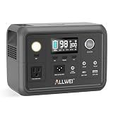 ALLWEI Portable Power Station 300W, 256Wh Solar Generator LiFePO4 Battery
