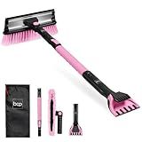 Best Choice Products Snow Brush with Squeegee & Ice Scraper, Up to 39" Extendable Foam Grip, 270° Pivoting Snow Brush for Car Truck SUV, Storage Bag Included - Pink