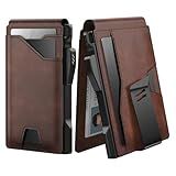 typecase Tactical Wallet for Men Card Holder: Pop Up Card Case, Genuine Leather, Smart, RFID Blocking, Slim, Minimalist, Thin, Front Pocket - 9-13 Card Capacitiy, ID Window, Money Clip (Brown)