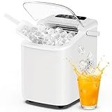 DUMOS Ice Maker Countertop, Ice Machine with Portable Handle, Basket and Scoop, 26lbs Daily, 9 Bullet Cubes in 6~8 Mins, Auto-Cleaning for Home, Kitchen, Office, Outdoors, RV Camping