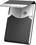 MaxGear Business Card Holder, Slim PU Leather & Stainless Steel Business Card Case for Men & Women, RFID Blocking Name Card Holder with Magnetic Closure, Black Carbon Texture