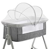 jiangcha Bassinet Cover for Cats - Mosquito Net Cover for Bassinet Bedside Sleeper Travel Crib to Keep Cats Out - Breathable Baby Mosquito Net with 2-Way Zipper (White-Small)