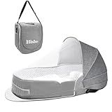 Hishe Baby Travel Bassinet Portable Bassinets: Foldable Lightweight Travel Pod Infant Co-Sleeper Bed with Mosquito and Canopy Outdoor Newborn Essentials Gift