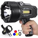 Rechargeable Spotlight, 2000000 Lumens Super Bright Spot Light, LED Handheld Spotlights Flashlight with 3 Color Lenses & Foldable Stand, 10000ɱAh Long Lasting Waterproof Spot Light for Boating Outdoor