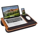 LAPGEAR Home Office Pro Lap Desk with Wrist Rest, Mouse Pad, and Phone Holder - Espresso Woodgrain - Fits up to 15.6 Inch Laptops - Style No. 91612