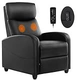 Sweetcrispy Massage Recliner Chair for Adults, Adjustable Home Theater Seating with Lumbar Support for Living Room, Modern Fabric Reclining, Pure Black