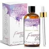 EUQEE 100ML/3.38 Fl Oz Coconut & Vanilla Fragrance Oil with Glass Dropper, Essential Oil for Diffuser for Home, Yoga, Long Lasting Scented Oil for Candle Making, Handmade Soap Making, DIY Perfume