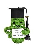 Primo Lines 2025 Graduation Gift - Handmade Crochet Emotional Support Pickle Doll with Cap, 4.73" Cute Knitted Potato Plushie, Unique Keepsake for Graduates, Friends & Anxiety Relief