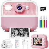 Instant Camera, Front Rear Dual Selfie Kids Camera with 1080P Videos, Holiday Birthday Gifts for Kids Age 3-12, Toddler Portable Travel Print Digital Camera Toy for 4 5 6 7 8 9 Year Boys Girls