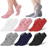 Tergy 6 Pairs Yoga Socks with Grip for Women Anti Skid Gripper No Slip Socks for Pilates, Barre, Dance,Yoga (US, Alpha (Alpha), One Size, Regular, Black)