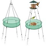 Meimaao 2Pcs Bird Seed Catcher Tray for Hanging Bird Feeder Platform, 20'' Birdfeeder Trays with Wind Rope and Stakes, Birdseed Hoop for Hummingbird Feeders Bee Feeder Outdoor Garden Accessories