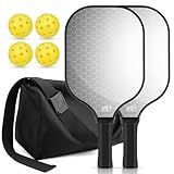 Jobunai 99.9% T300 Carbon Fiber Pickleball Paddles Set of 2 Lightweight Aesthetic Pickle Ball Rackets Indoor Outdoor Games Equipment Beginner Intermediate Pro Sports Accessories Gifts for Women Men