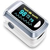 Fingertip Pulse Oximeter Blood Oxygen Saturation Monitor Pulse Ox, Heart Rate and Fast Spo2 Reading Oxygen Meter with OLED Screen Included Lanyard and 2 X AAA Batteries