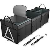 K KNODEL Sturdy Car Trunk Organizer with Premium Insulation Cooler Bag, 3 Compartments Heavy Duty Collapsible for Car, SUV, Truck, or Van (Large, Black)