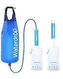 Waterdrop Gravity Water Filter Straw, Camping Water Filtration System, Water Purifier Survival for Travel, Backpacking and Emergency Preparedness, 1.5 gal Bag, 5 Stage Filtration, Pack of 2