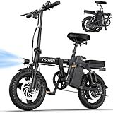 Electric Bike for Adults,14" Folding Adult E Bike with 500W Motor,20 mph,28 Miles Range,Advanced 9-Point Suspension & Pro-Level 44.99% Brake Ratio,Removable Battery,UL 2849 Certified (A14-Black)