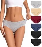 dmuveo Womens Underwear Cotton Hipster Full Coverage Panties Laides Low Rise Briefs 6 Pack Plus Size 6, Medium