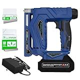 Electric Staple Gun, 3/8” Cordless Brad Nailer,2 in 1 Brushless Nail Gun/Staple Gun with 1000 Nails and 1000 Staples（T50、J10）, Cordless Fix Nailer 2 Mode - Single Firing and Contact Firing