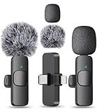 MAYBESTA Wireless Mini Microphone for iPhone, Android Phone - 2 Pack Lavalier Lapel Mic for Audio Video Recording - Clip on Content Creator Microphones for YouTube Tiktok Podcast Vlogging