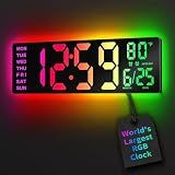 EASYERA 16.5" Large Digital Wall Clock with BT Sync,11 RGB Lights