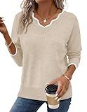 Plus Size Clothes V Neck Sweaters for Women Fall Lightweight Sweaters for Women Sweater Top Fall Crochet Tops Apricot 2XL