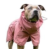 Spark Paws Dog Raincoat, Waterproof Windproof Rain Jacket, for Small Medium Large Extra Large Dogs, Reflective Breathable Full-Body Coverage Dry Suit - Sea Pink, 3XL
