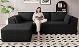 106" Cloud Sectional Boneless Couches for Living Room, Modular L Shaped Couch with Deep Seat Oversized Left Facing Chaise, Memory Foam Compressed Spineless 3 Seater Sofa for Bedroom Apartment, Black