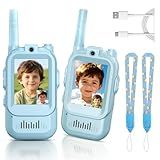 Video Walkie Talkies for Kids, Handheld 2 Pack Rechargeable Video Intercom Kids Walkies Talkies, Indoor Outdoor Toys for Family Games, Outside, Camping, Hiking for Boys Girls Ages 3-12 (Blue/Blue)
