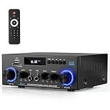 Romicta AK50 Stereo Audio Amplifier, 2 Channel 400W Bluetooth 5.0 Home Audio Stereo Receiver with FM, Echo, AUX, USB, SD, MIC Inputs, Power Amplifier for Passive Speakers and Active subwoofer