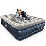 iDOO Queen Air Mattress with Built in Pump, 18 Raised Comfort Inflatable Blow up Mattress, Upgraded Support Structure Portable Air Bed for Camping, Guests and Home, Colchon Inflable, Gift for Mom