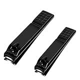 Nail Clippers Set, Sharp Stainless Steel Fingernail Clipper & Toenail Clippers, Black Nail Cutter, Large and Small 2 Piece Set.