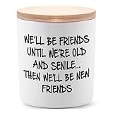 BFJLIFE Best Friend Birthday Gifts for Women Bestie Christmas Friendship Gifts for Women Friends Female Novelty Unique Lavender Scented Soy Candles We'll Be Friends Until We're Old and Senile