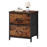 Sweetcrispy Nightstand with 2 Storage Drawers, 20" Height Small Bed Side Furniture End Table, Wooden Top Fabric Cabinet Kids Night Stand Mini Dresser for Bedroom, Closet, Entryway, Dorm