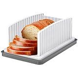 HHXRISE Bread Slicer for Homemade Bread, Adjustable Bread Slicer Guide with Crumb Tray, Plastic Bread Loaf Slicing for Kitchen Homemade Sourdough Rounds,Sandwich Cutter