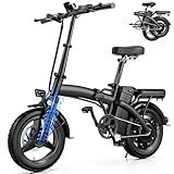 Folding Electric Bike for Adults, 14" Ebike 500W Peak Motor, 23MPH | 35Miles PAS Range | 48V12Ah Removable Battery | Commuter Foldable Electric Bicycles | UL 2849 Certified | Pedal Assist