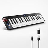 Donner USB MIDI Keyboard Controller Mini 32-Key N-32 with Screen, Sequencer, Chord, Bend Sound Effects by Light-up Joystick for Mac/PC, Music Production Software, 40 Teaching Courses