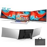 15.6" Laptop Screen Extender, 1080P FHD Triple Portable Monitor for Laptops, Ultra-Slim Travel Dual Monitor Fit for 12"-17.3" Laptops, USB-C Plug&Play Extended Screen Compatible with Win/Mac/Android