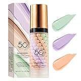 3 In 1Primer for Face Before Makeup,Sunscreen Isolation Cream, SPF 50, One Step Color Corrector Face Primer, Blurs Imperfections Oil Control & Moisturizing Skin Tone Correcting,Radiance Skin