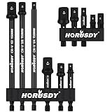 HORUSDY 11-Piece Impact Socket Adapter Set, 1/4-Inch Hex Shank, Cr-V Steel High Torque Drill Extension Bits, 1/4" 3/8" 1/2" Impact Driver Socket Adapters with Storage Holder