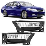 Nilight Fog Lights Assembly Compatible with 2013 2014 2015 Honda Accord (4-door Sedan) w/H8 12V 25W Bulbs Clear Lens Driver and Passenger Side