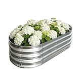 Vivagarden Galvanized Raised Garden Bed Outdoor, Large Raised Bed for Gardening, 4x2x1ft Metal Planter Box for Vegetables, Fruits, Flowers, Easy Assembly with Wing Nuts & Safe Rolled Design, Silver
