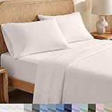 California Design Den King Sheets Set - Soft 100% Organic Cotton Sheets with Deep Pockets, Crisp Percale, Breathable and Durable Bedding Set - True Ivory
