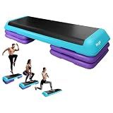 Yes4All Adjustable Workout Aerobic Exercise Step Platform Health Club Size with 4 Adjustable Risers Included and Greater Risers Options - Teal Purple