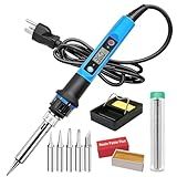 Soldering Iron Kit, 80W 110V Fast Heat up in 10s LCD Digital Adjustable Temperature Soldering Gun Thermostatic Soldering Kit for Electronic