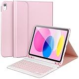 AHYWTAN for iPad 11/10th Generation Case with Keyboard,Detachable Bluetooth Keyboard case for iPad A16 2025 11 inch/10th Gen 2022 10.9’’ with Pencil Holder, Square Keycaps,Pink