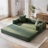 GRUSIGN 78" 5-in-1 Convertible Futon Sofa Bed, Boneless Corduroy, Green