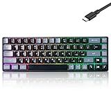 Wired Portable 60% Mechanical Feeling Gaming Keyboard,RGB LED Backlit Compact 68 Keys Mini Wired Office Keyboard for Windows Laptop PC Mac Gamer, Typist, Travel on Business Trip Black–Grey