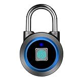 Fingerprint Padlock, Bluetooth Lock, Mobile APP, MEGAFEIS Smart Padlock with Keyless Biometric, Water Resistant, Suitable for Gym, Sports, Bike, School, Fence and Storage(Blue)