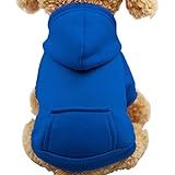 Jecikelon Winter Dog Hoodie Sweatshirts with Pockets Warm Dog Clothes for Small Dogs Chihuahua Coat Clothing Puppy Cat Custume (Dark Blue, Small)